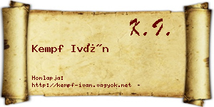Kempf Iván névjegykártya